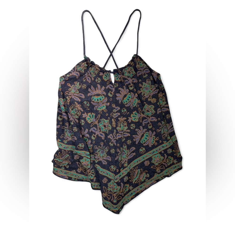 Boho Floral Handkerchief Hem Cami Tank Top